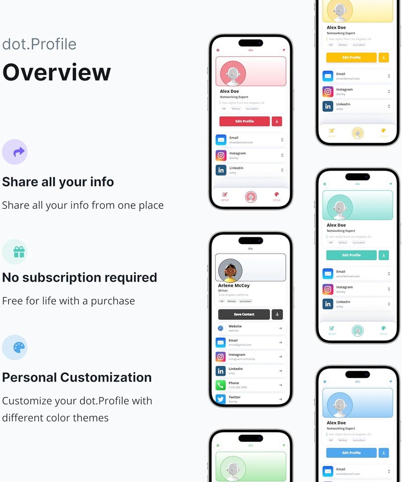 Dot . Thin - Digital Business Card - Tap Compatible with iPhone & Android (Mint) - Image 3